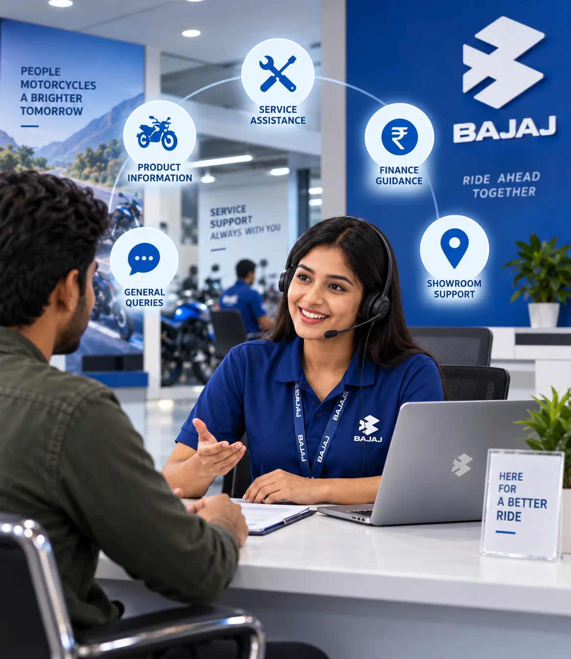 Bajaj motorcycle at Mangalam Bajaj showroom