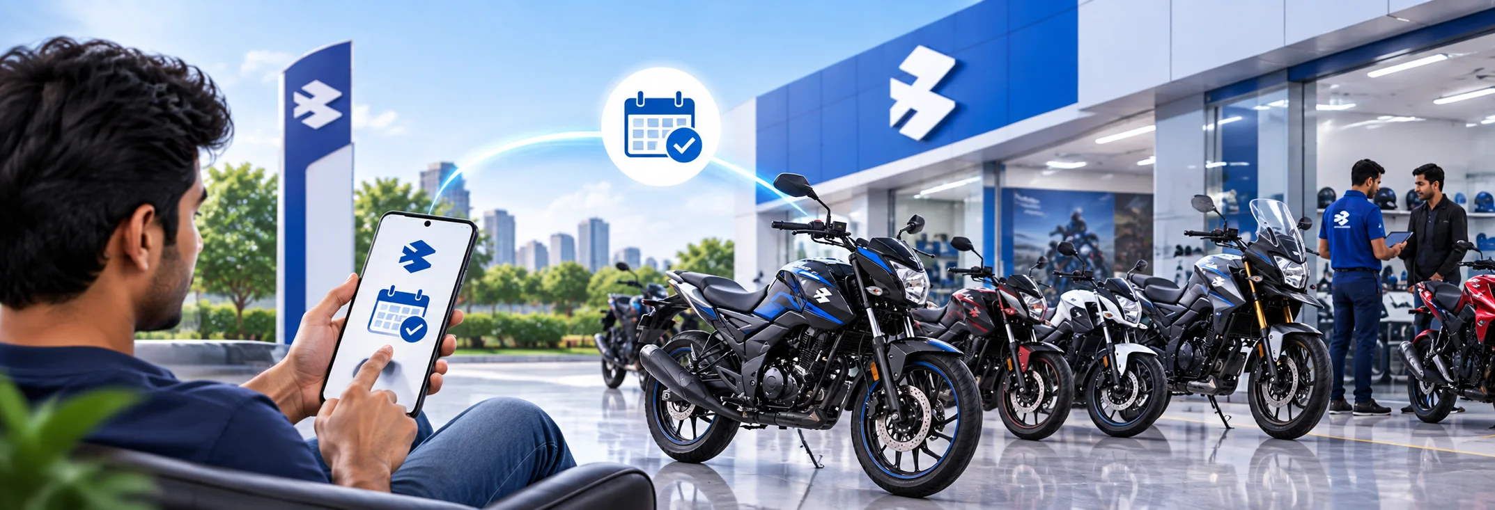 Bajaj motorcycle at Mangalam Bajaj showroom